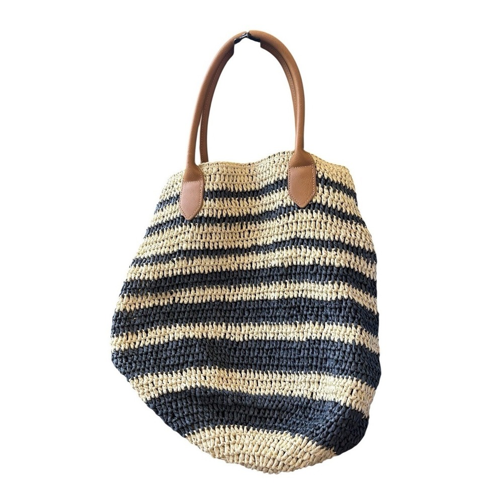 GAP Woven Paper Striped Tote Bag Beach Coastal‎ Resort